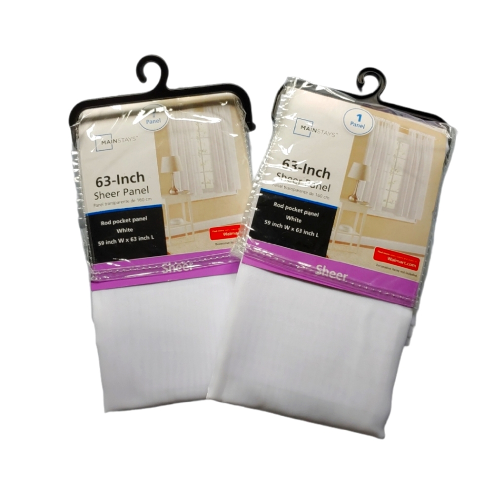 Mainstays | (2)·Pair White Sheer Window Panels